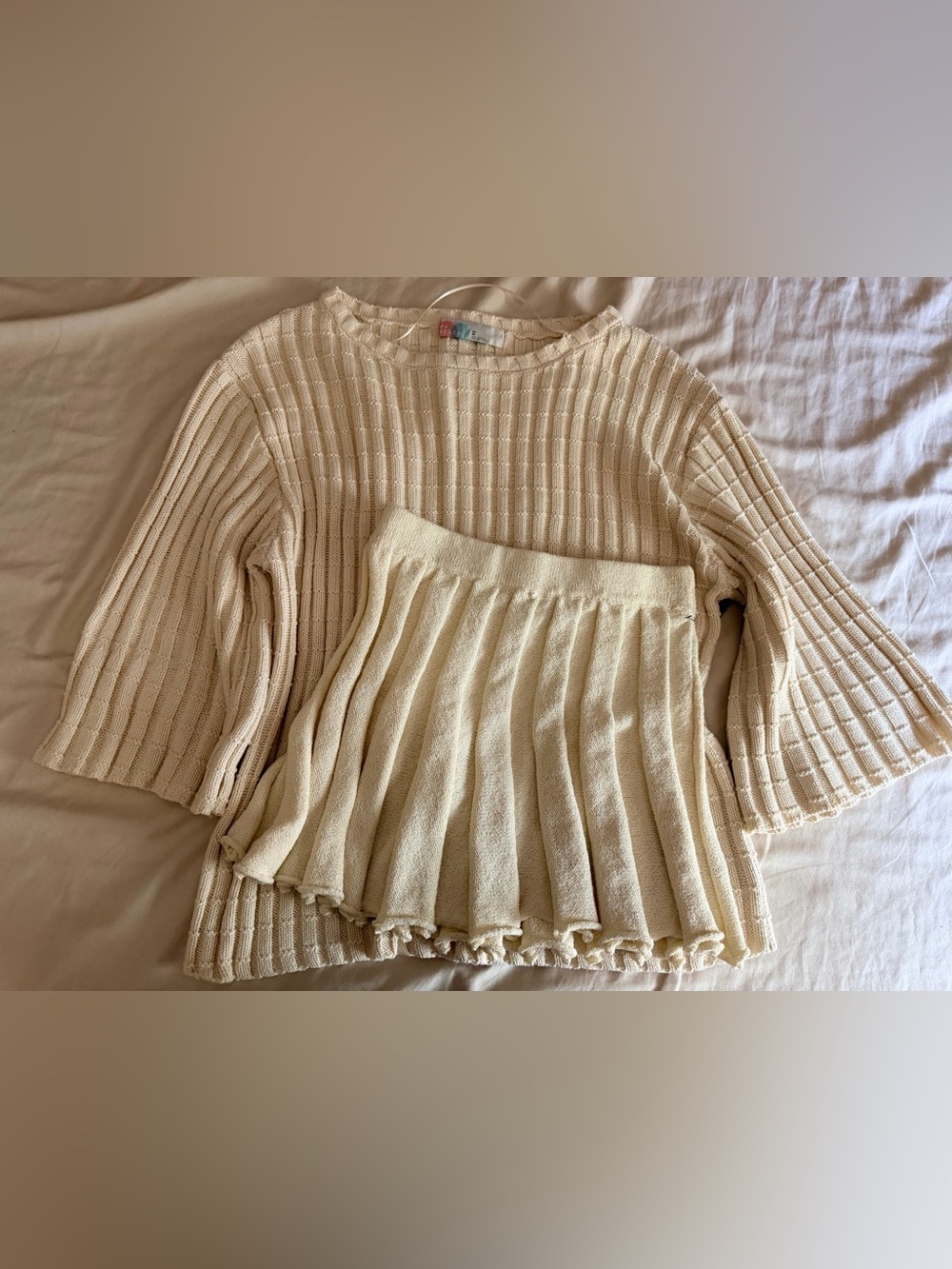 Free people cream knit Kenzie skirt set Xs